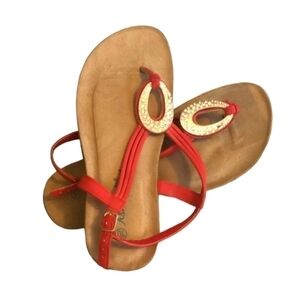 Ashley Blue pink with decorative bling at toes Open Toe Sandals Size 10